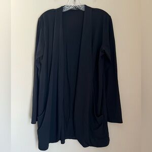 Miik Canada Open Cardigan Women’s L Black Thick Bamboo Jersey Knit Pockets Boho